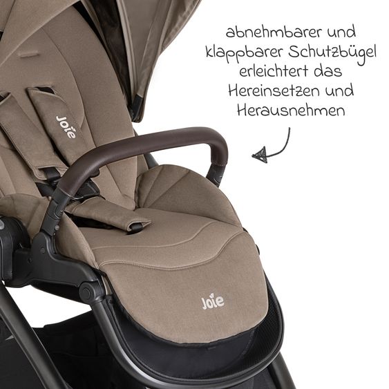 joie Poussette & Sportwagen Versatrax - Jusqu’à 22 Kg Résistant avec Poignée Télescopique, Siège Réversible, Adaptateur & Protection Contre La Pluie - Noix de Cajou