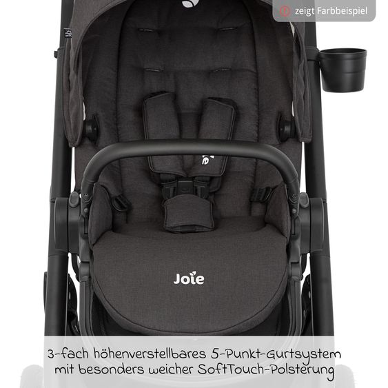 joie Poussette & Sportwagen Versatrax - Jusqu’à 22 Kg Résistant avec Poignée Télescopique, Siège Réversible, Adaptateur & Protection Contre La Pluie - Noix de Cajou