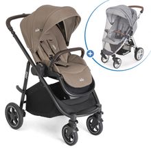Passeggino Leggero & Sportivo Versatrax - fino a 22 kg con maniglione telescopico, seduta reversibile, adattatori, copertura antipioggia e zanzariera - Anacardio