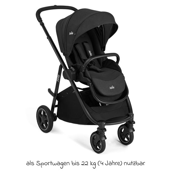 joie Poussette & Sportwagen Versatrax - Jusqu’à 22 Kg Résistant avec Poignée Télescopique, Siège Réversible, Adaptateur & Protection Contre La Pluie - Raven