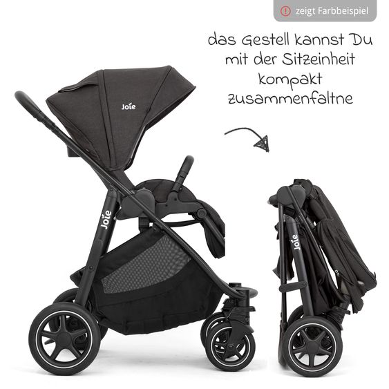 joie Poussette & Sportwagen Versatrax - Jusqu’à 22 Kg Résistant avec Poignée Télescopique, Siège Réversible, Adaptateur & Protection Contre La Pluie - Raven