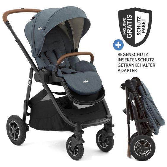 joie Buggy & Sportwagen Versatrax bis 22 kg belastbar - umsetzbare Sitzeinheit, Adapter inkl. Insektenschutz & XXL-Zubehörpaket - Lagoon