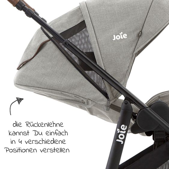 joie Buggy & Sportwagen Versatrax bis 22 kg belastbar - umsetzbare Sitzeinheit, Adapter inkl. Insektenschutz & XXL-Zubehörpaket - Pebble