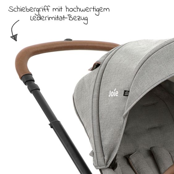 joie Buggy & Sportwagen Versatrax bis 22 kg belastbar - umsetzbare Sitzeinheit, Adapter inkl. Insektenschutz & XXL-Zubehörpaket - Pebble