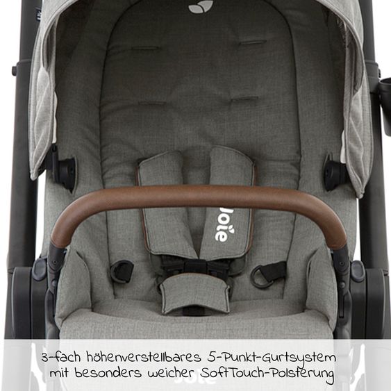 joie Buggy & Sportwagen Versatrax bis 22 kg belastbar - umsetzbare Sitzeinheit, Adapter inkl. Insektenschutz & XXL-Zubehörpaket - Pebble