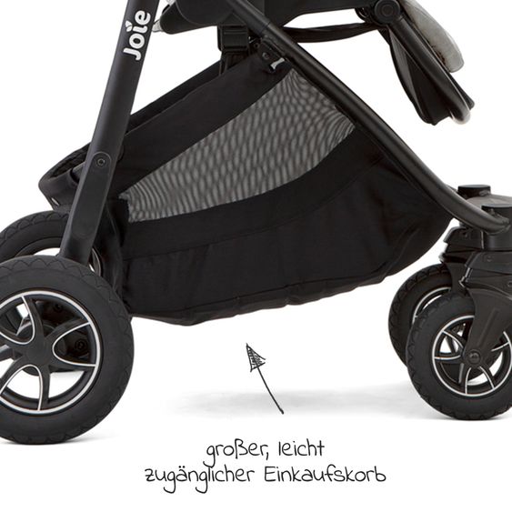 joie Buggy & Sportwagen Versatrax bis 22 kg belastbar - umsetzbare Sitzeinheit, Adapter inkl. Insektenschutz & XXL-Zubehörpaket - Pebble