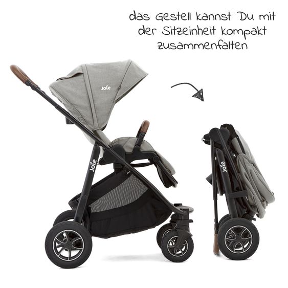 joie Buggy & Sportwagen Versatrax bis 22 kg belastbar - umsetzbare Sitzeinheit, Adapter inkl. Insektenschutz & XXL-Zubehörpaket - Pebble