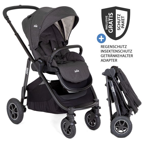 joie Buggy & Sportwagen Versatrax bis 22 kg belastbar - umsetzbare Sitzeinheit, Adapter inkl. Insektenschutz & XXL-Zubehörpaket - Shale