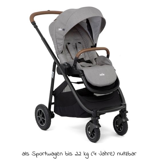 joie Buggy & Sportwagen Versatrax bis 22 kg belastbar - umsetzbare Sitzeinheit, Adapter & Regenschutz - Gray Flannel