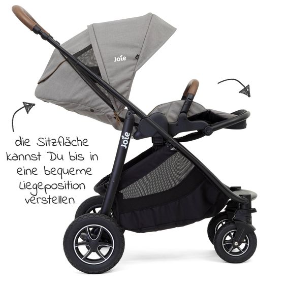 joie Buggy & Sportwagen Versatrax bis 22 kg belastbar - umsetzbare Sitzeinheit, Adapter & Regenschutz - Gray Flannel