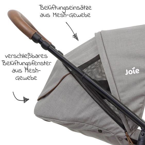 joie Buggy & Sportwagen Versatrax bis 22 kg belastbar - umsetzbare Sitzeinheit, Adapter & Regenschutz - Gray Flannel