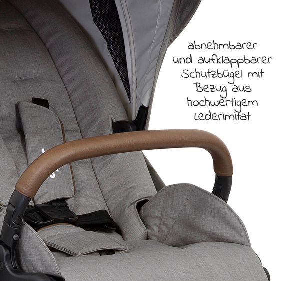joie Buggy & Sportwagen Versatrax bis 22 kg belastbar - umsetzbare Sitzeinheit, Adapter & Regenschutz - Gray Flannel