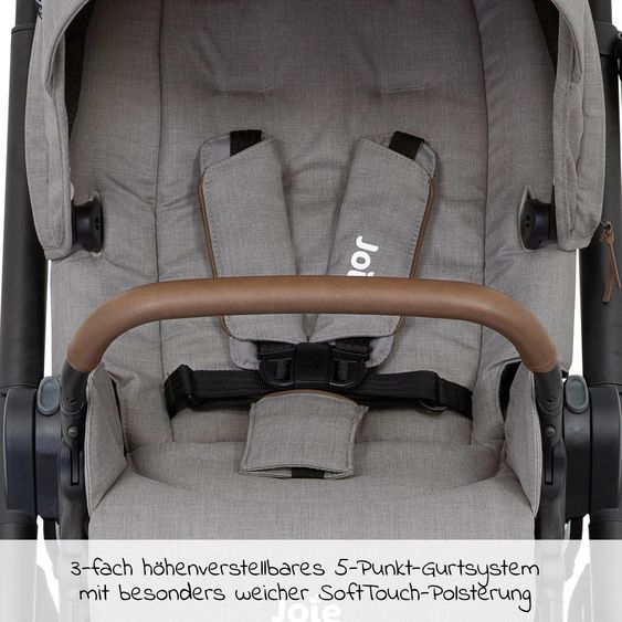joie Buggy & Sportwagen Versatrax bis 22 kg belastbar - umsetzbare Sitzeinheit, Adapter & Regenschutz - Gray Flannel