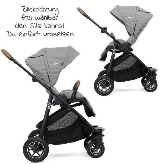 joie Buggy & Sportwagen Versatrax bis 22 kg belastbar - umsetzbare Sitzeinheit, Adapter & Regenschutz - Gray Flannel