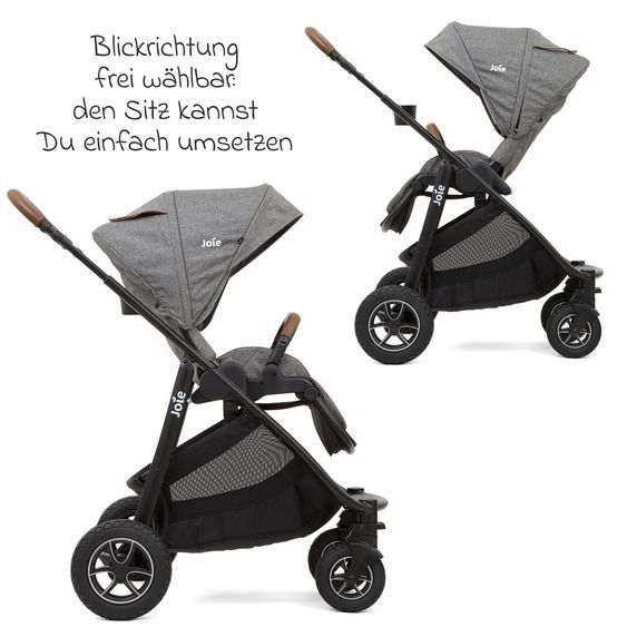 joie Buggy & Sportwagen Versatrax bis 22 kg belastbar - umsetzbare Sitzeinheit, Adapter & Regenschutz - Grey Flower