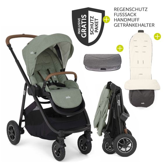 joie Buggy & Sportwagen Versatrax bis 22 kg belastbar- umsetzbare Sitzeinheit, Regenschutz, Fußsack & Handmuff - Laurel