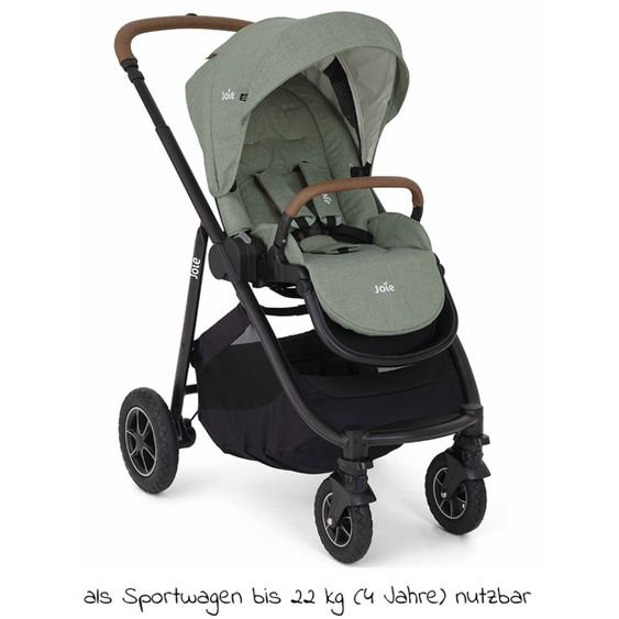 joie Buggy & Sportwagen Versatrax bis 22 kg belastbar- umsetzbare Sitzeinheit, Regenschutz, Fußsack & Handmuff - Laurel