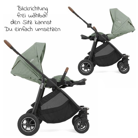 joie Buggy & Sportwagen Versatrax bis 22 kg belastbar- umsetzbare Sitzeinheit, Regenschutz, Fußsack & Handmuff - Laurel