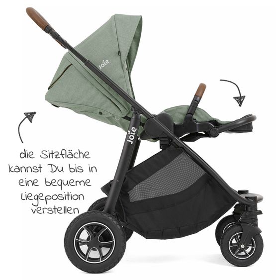 joie Buggy & Sportwagen Versatrax bis 22 kg belastbar- umsetzbare Sitzeinheit, Regenschutz, Fußsack & Handmuff - Laurel
