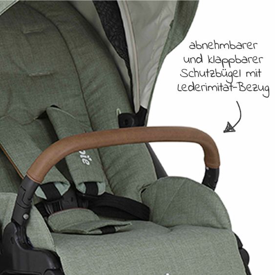 joie Buggy & Sportwagen Versatrax bis 22 kg belastbar- umsetzbare Sitzeinheit, Regenschutz, Fußsack & Handmuff - Laurel