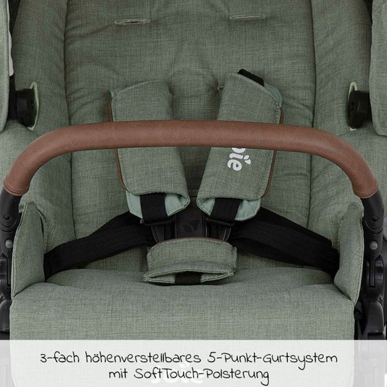joie Buggy & Sportwagen Versatrax bis 22 kg belastbar- umsetzbare Sitzeinheit, Regenschutz, Fußsack & Handmuff - Laurel
