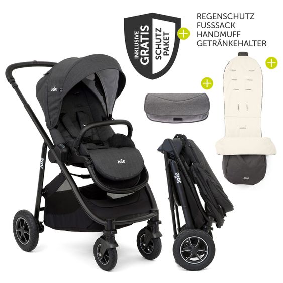 joie Buggy & Sportwagen Versatrax bis 22 kg belastbar- umsetzbare Sitzeinheit, Regenschutz, Fußsack & Handmuff - Pavement