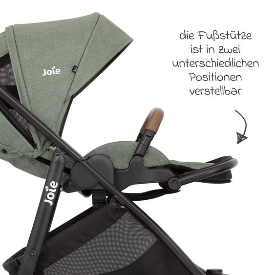 joie Passeggino Versatrax con nuovo design degli pneumatici - capacità di carico fino a 22 kg con maniglione telescopico, seggiolino convertibile, adattatore e parapioggia - Laurel