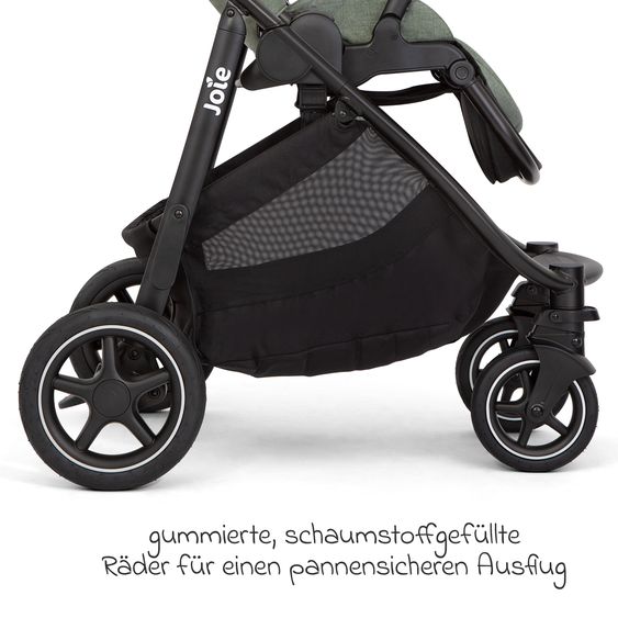 joie Passeggino Versatrax con nuovo design degli pneumatici - capacità di carico fino a 22 kg con maniglione telescopico, seggiolino convertibile, adattatore e parapioggia - Laurel