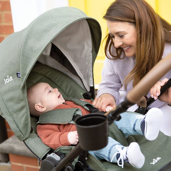 joie Passeggino Versatrax con nuovo design degli pneumatici - capacità di carico fino a 22 kg con maniglione telescopico, seggiolino convertibile, adattatore e parapioggia - Laurel