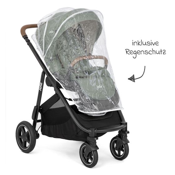 joie Passeggino Versatrax con nuovo design degli pneumatici - capacità di carico fino a 22 kg con maniglione telescopico, seggiolino convertibile, adattatore e parapioggia - Laurel