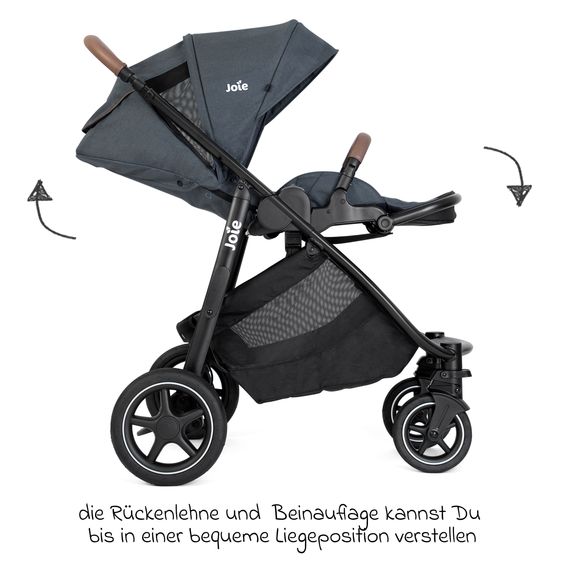 joie Buggy & pushchair Versatrax with new tire design - loadable up to 22 kg with telescopic push bar, convertible seat unit, adapter & rain cover - Moonlight