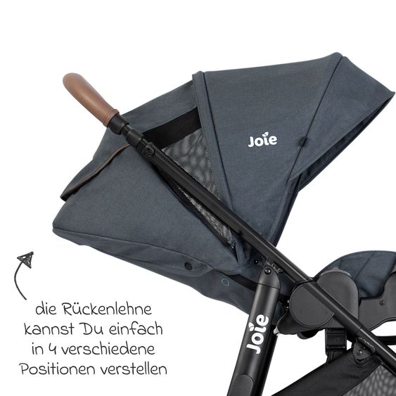 joie Buggy & pushchair Versatrax with new tire design - loadable up to 22 kg with telescopic push bar, convertible seat unit, adapter & rain cover - Moonlight