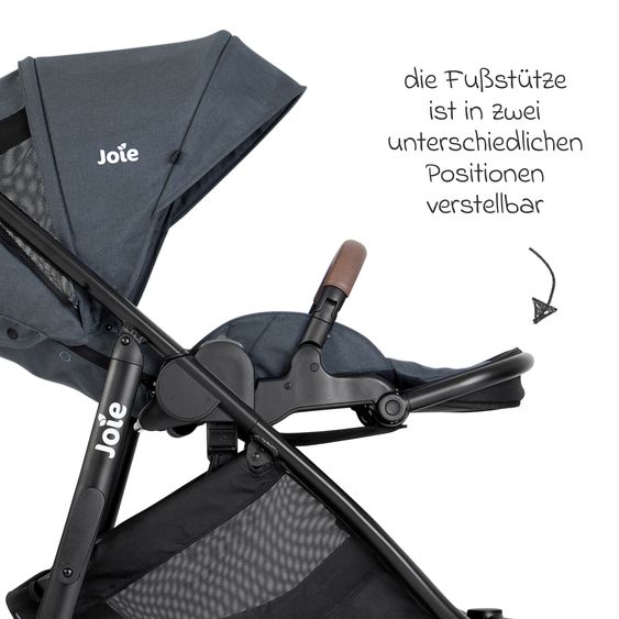 joie Buggy & pushchair Versatrax with new tire design - loadable up to 22 kg with telescopic push bar, convertible seat unit, adapter & rain cover - Moonlight