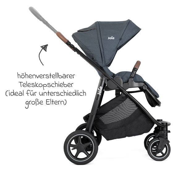 joie Buggy & pushchair Versatrax with new tire design - loadable up to 22 kg with telescopic push bar, convertible seat unit, adapter & rain cover - Moonlight