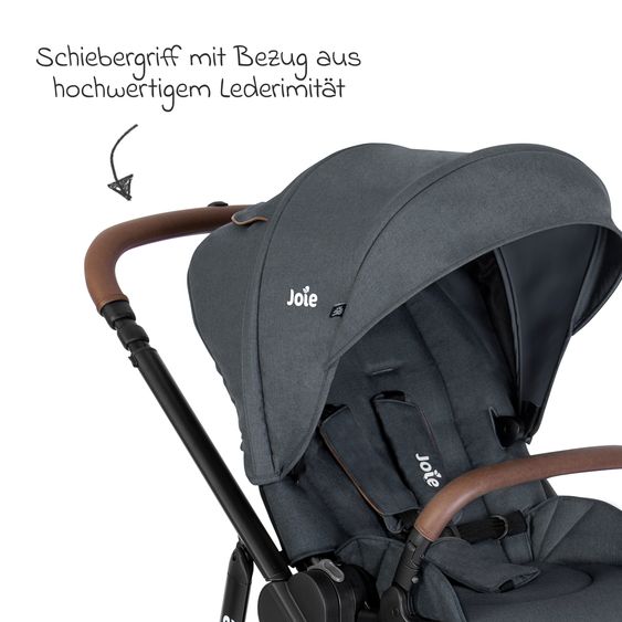 joie Buggy & pushchair Versatrax with new tire design - loadable up to 22 kg with telescopic push bar, convertible seat unit, adapter & rain cover - Moonlight