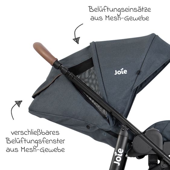 joie Buggy & pushchair Versatrax with new tire design - loadable up to 22 kg with telescopic push bar, convertible seat unit, adapter & rain cover - Moonlight