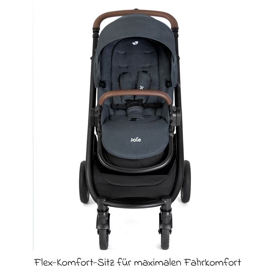 joie Buggy & pushchair Versatrax with new tire design - loadable up to 22 kg with telescopic push bar, convertible seat unit, adapter & rain cover - Moonlight