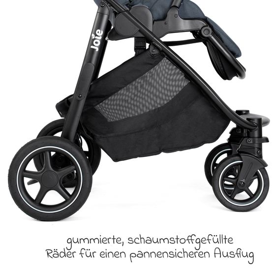 joie Buggy & pushchair Versatrax with new tire design - loadable up to 22 kg with telescopic push bar, convertible seat unit, adapter & rain cover - Moonlight