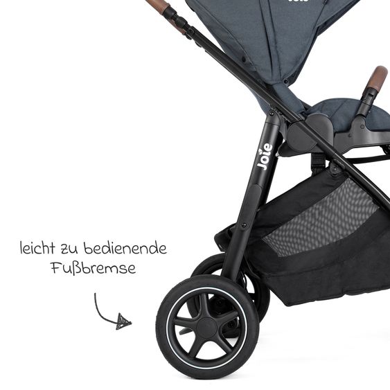 joie Buggy & pushchair Versatrax with new tire design - loadable up to 22 kg with telescopic push bar, convertible seat unit, adapter & rain cover - Moonlight