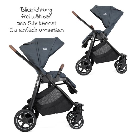 joie Buggy & pushchair Versatrax with new tire design - loadable up to 22 kg with telescopic push bar, convertible seat unit, adapter & rain cover - Moonlight