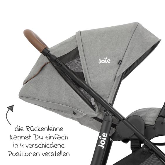 joie Passeggino Versatrax con nuovo design degli pneumatici - capacità di carico fino a 22 kg con maniglione telescopico, seggiolino convertibile, adattatore e parapioggia - Ciottolo