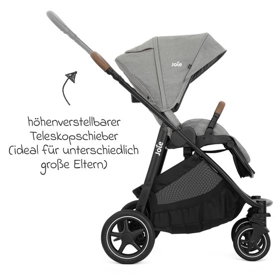 joie Passeggino Versatrax con nuovo design degli pneumatici - capacità di carico fino a 22 kg con maniglione telescopico, seggiolino convertibile, adattatore e parapioggia - Ciottolo