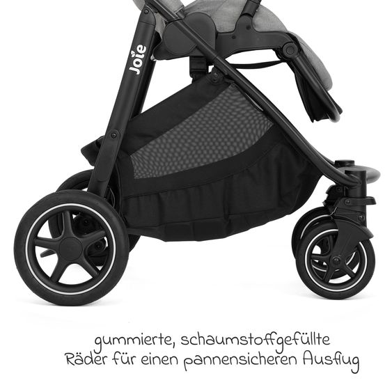 joie Passeggino Versatrax con nuovo design degli pneumatici - capacità di carico fino a 22 kg con maniglione telescopico, seggiolino convertibile, adattatore e parapioggia - Ciottolo