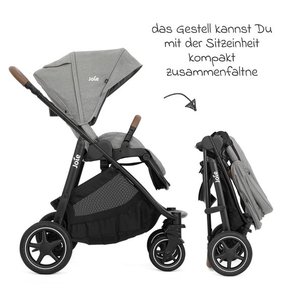 joie Passeggino Versatrax con nuovo design degli pneumatici - capacità di carico fino a 22 kg con maniglione telescopico, seggiolino convertibile, adattatore e parapioggia - Ciottolo