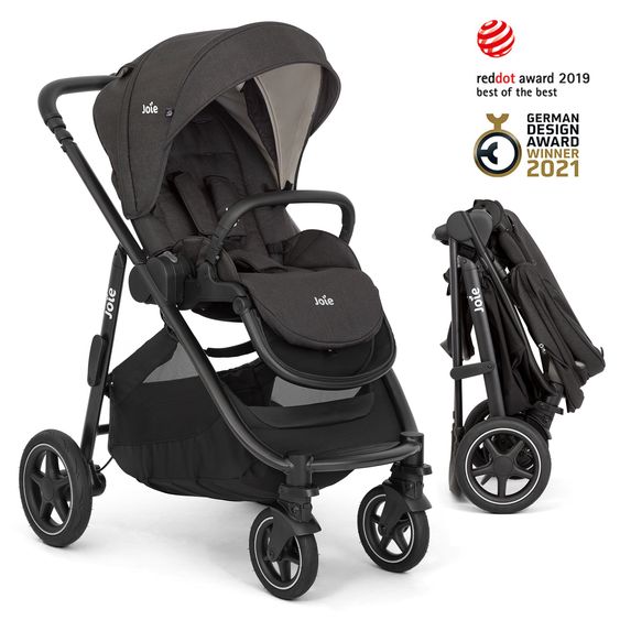 joie Buggy & Sportwagen Versatrax mit neuem Reifen-Design - bis 22 kg belastbar mit Teleskopschieber, umsetzbare Sitzeinheit, Adapter & Regenschutz - Shale