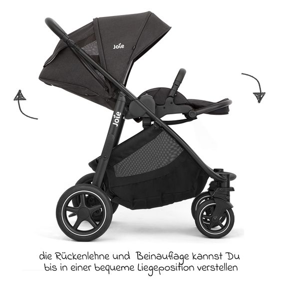 joie Buggy & Sportwagen Versatrax mit neuem Reifen-Design - bis 22 kg belastbar mit Teleskopschieber, umsetzbare Sitzeinheit, Adapter & Regenschutz - Shale