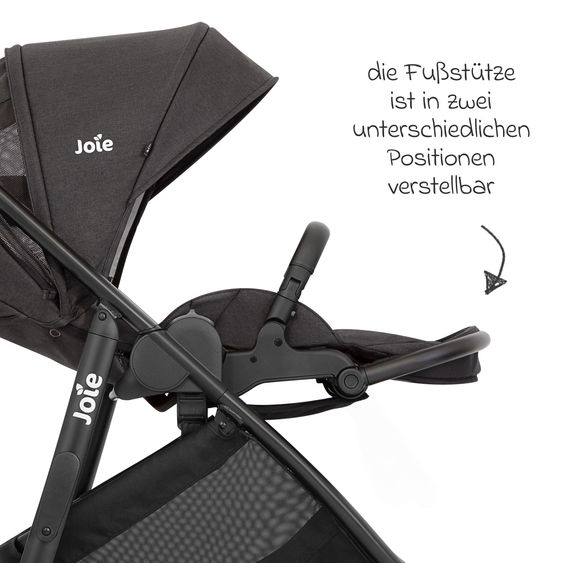 joie Buggy & Sportwagen Versatrax mit neuem Reifen-Design - bis 22 kg belastbar mit Teleskopschieber, umsetzbare Sitzeinheit, Adapter & Regenschutz - Shale