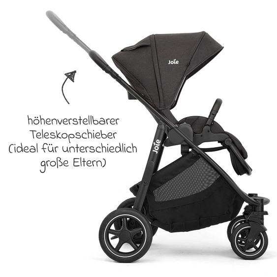 joie Buggy & Sportwagen Versatrax mit neuem Reifen-Design - bis 22 kg belastbar mit Teleskopschieber, umsetzbare Sitzeinheit, Adapter & Regenschutz - Shale