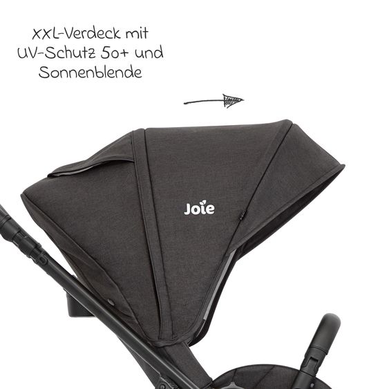 joie Buggy & Sportwagen Versatrax mit neuem Reifen-Design - bis 22 kg belastbar mit Teleskopschieber, umsetzbare Sitzeinheit, Adapter & Regenschutz - Shale