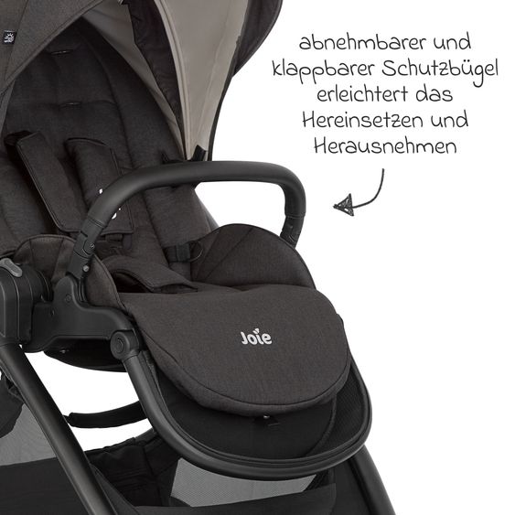 joie Buggy & Sportwagen Versatrax mit neuem Reifen-Design - bis 22 kg belastbar mit Teleskopschieber, umsetzbare Sitzeinheit, Adapter & Regenschutz - Shale